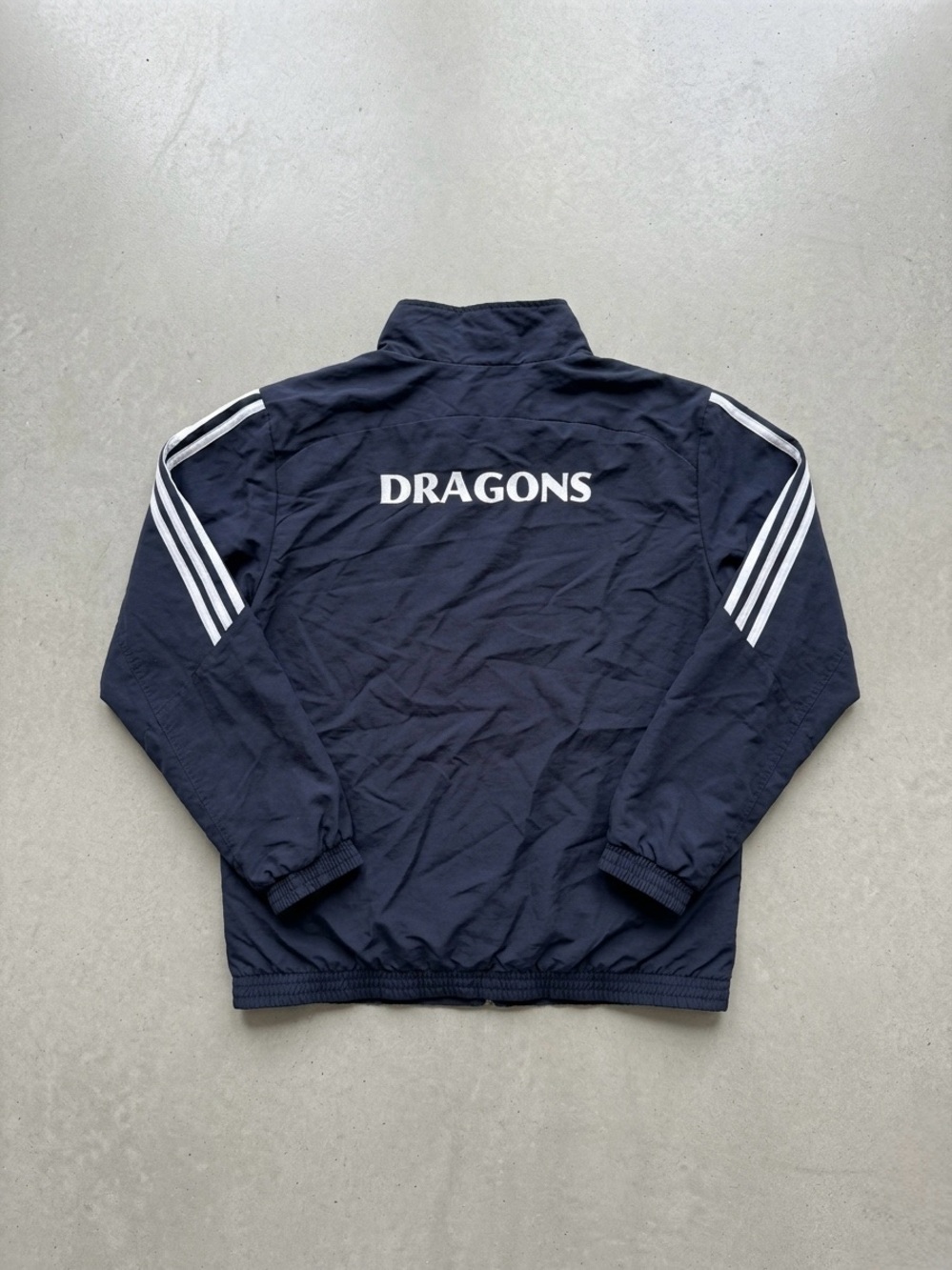 adidas Navy Blue "DRAGONS" Track Jacket with White Stripes